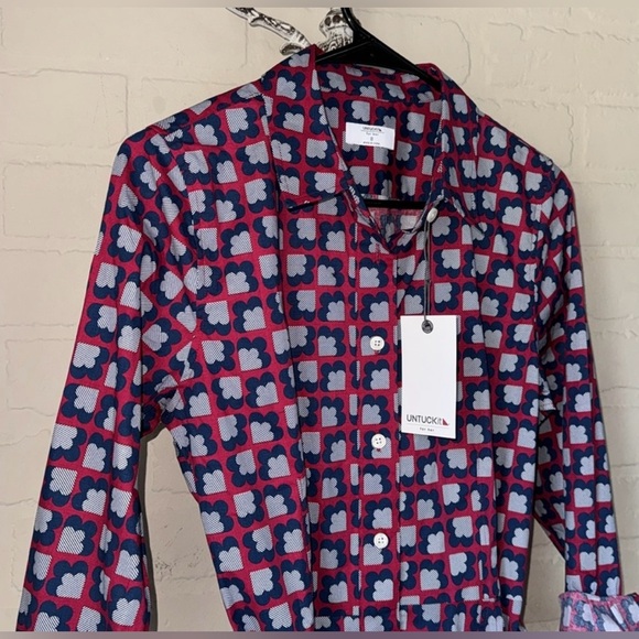 UNTUCKit dress NeW Stretch Cotton Sydney Shirtdress size 8 navy blue - Picture 4 of 5